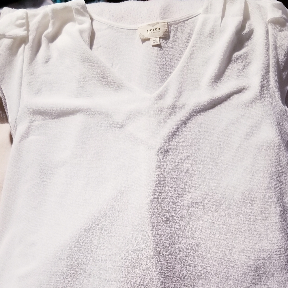 Cloud White Pleated Top